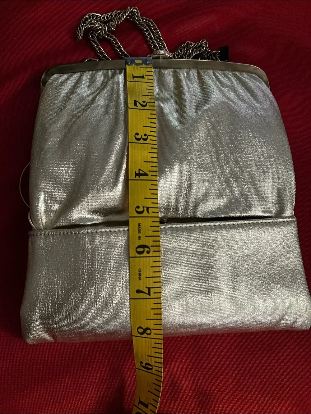 VTG HL Gold Clutch Purse W/Attached Coin Purse & Adj Chain Strap Clasp Closure